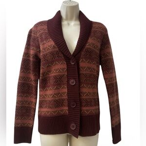 Madison Studio Women’s Wool-Angora Brown Blend Button Cardigan, Size S